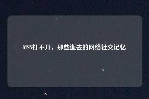 MSN打不开，那些逝去的网络社交记忆