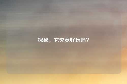 探秘，它究竟好玩吗？