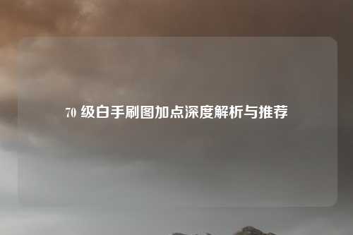 70 级白手刷图加点深度解析与推荐