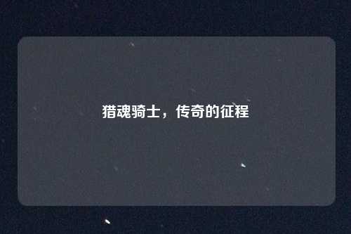 猎魂骑士，传奇的征程