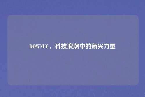DOWNUC，科技浪潮中的新兴力量