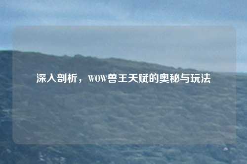 深入剖析，WOW兽王天赋的奥秘与玩法