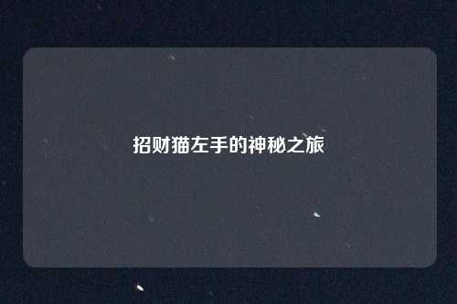 招财猫左手的神秘之旅