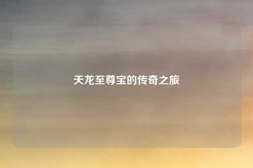 天龙至尊宝的传奇之旅