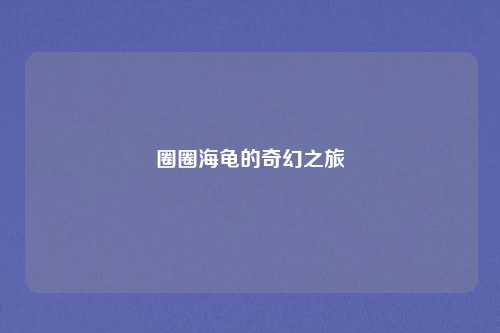 圈圈海龟的奇幻之旅