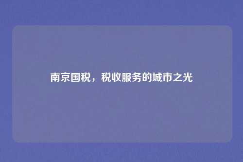 南京国税，税收服务的城市之光