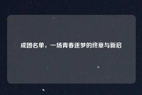 成团名单，一场青春逐梦的终章与新启