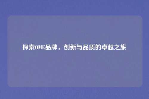 探索OME品牌，创新与品质的卓越之旅