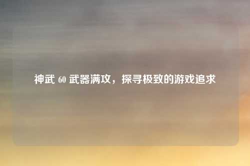 神武 60 武器满攻，探寻极致的游戏追求
