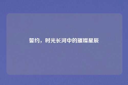 誓约，时光长河中的璀璨星辰