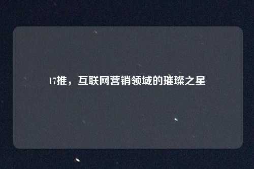 17推，互联网营销领域的璀璨之星