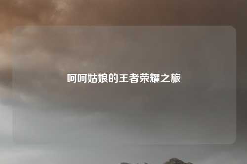 呵呵姑娘的王者荣耀之旅