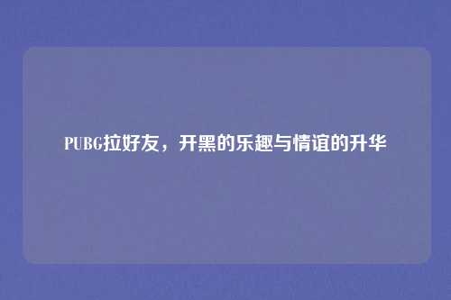 PUBG拉好友，开黑的乐趣与情谊的升华