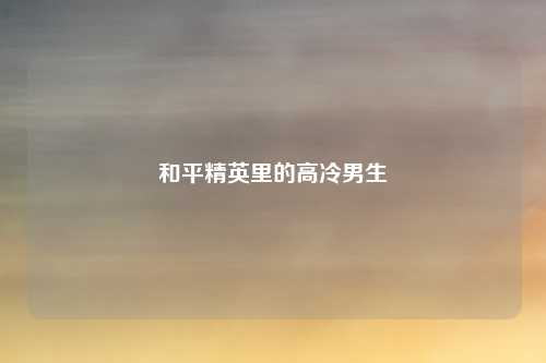 和平精英里的高冷男生