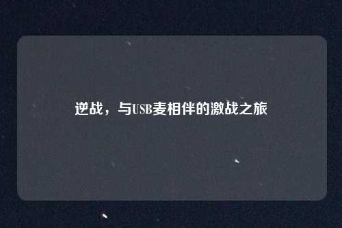 逆战，与USB麦相伴的激战之旅