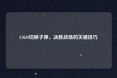 CSGO切换子弹，决胜战场的关键技巧
