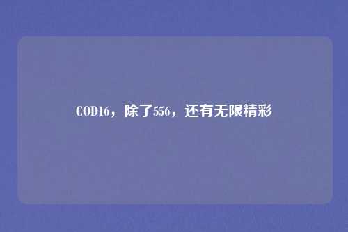 COD16，除了556，还有无限精彩