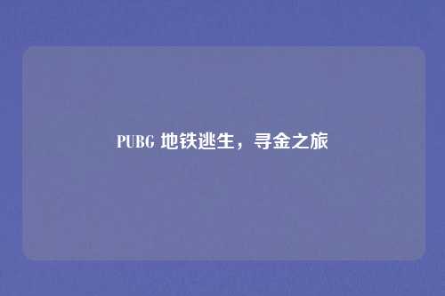 PUBG 地铁逃生，寻金之旅