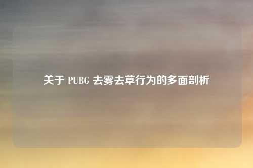 关于 PUBG 去雾去草行为的多面剖析