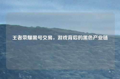 王者荣耀黑号交易，游戏背后的黑色产业链