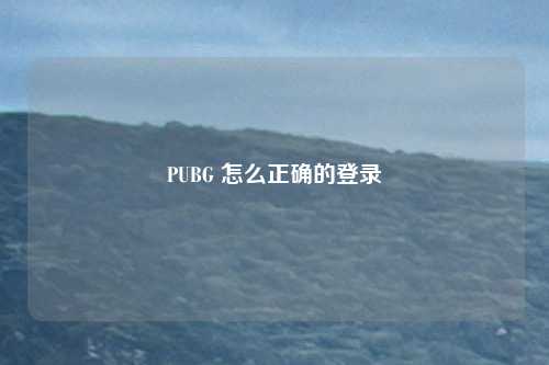 PUBG 怎么正确的登录