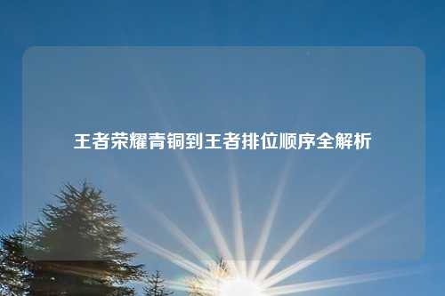 王者荣耀青铜到王者排位顺序全解析