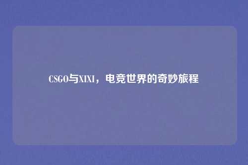 CSGO与XIXI，电竞世界的奇妙旅程
