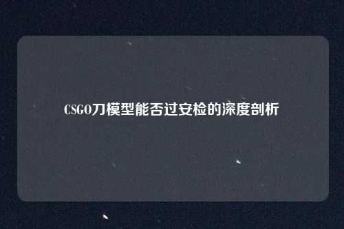CSGO刀模型能否过安检的深度剖析